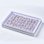 Rose Quartz Rings Platinum Mixed Size - 100 Pcs Boxed